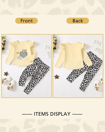 Vista 5 de Conjunto de ropa de bebé para niña pequeña camisa de manga larga con volantes pantalón floral para otoño e invierno