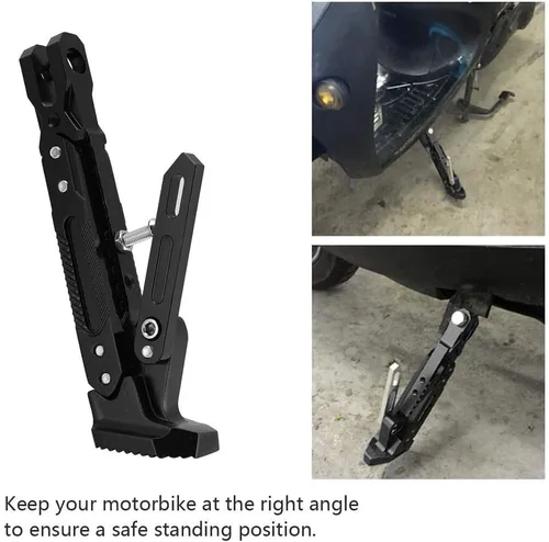 Vista 6 de Pata de Cabra de Motocicleta Soporte de Trípode Ajustable Universal de Aluminio Motor Scooter Soporte Lateral de Pie Modificado Accesorios
