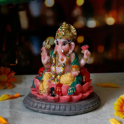 Vista 4 de alikiki Regalos indios, estatua de Lord Ganesha, 3.6 pulgadas de alto, ídolo hindú Ganesha para tablero de instrumentos del automóvil, regalo
