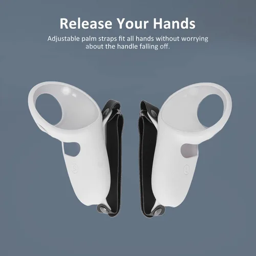 Vista 6 de Dilwe 2 fundas de agarre para controlador táctil, protector de silicona con correas para nudillos para Meta Quest Pro (gris)