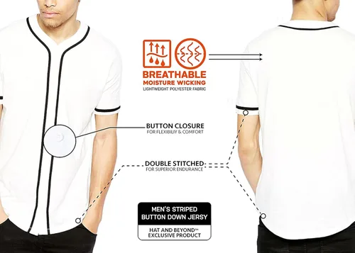 Vista 4 de Hat and Beyond camiseta de béisbol para hombre con botones hipster hip hop