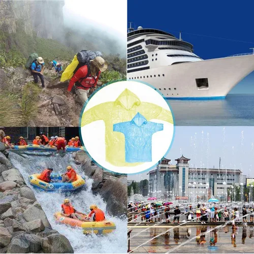 Vista 7 de INNOCHEER - Ponchos de lluvia para la familia, paquete de 12, impermeable desechable de emergencia para niños y adultos, camping, senderismo al aire