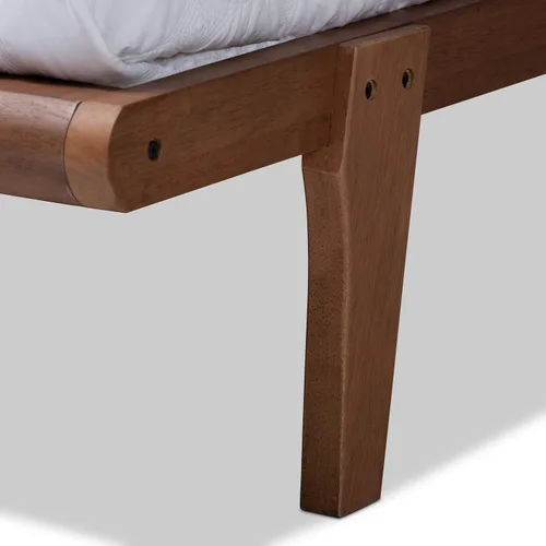 Vista 6 de Baxton Studio Kaia Mid-Century - Cama con plataforma de madera en color marrón nogal