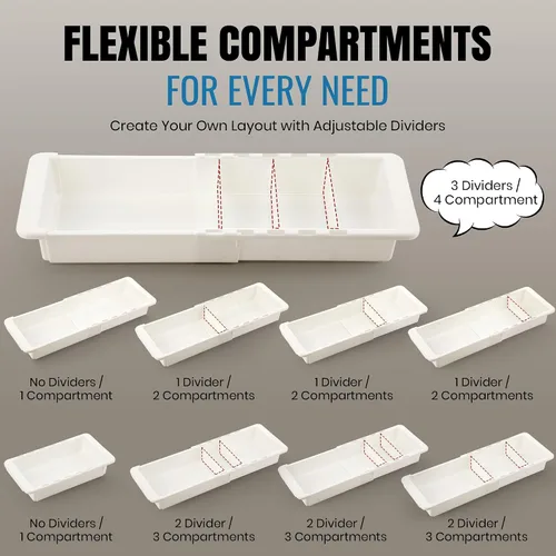 Vista 4 de Enhon Organizador de cajones deslizante expandible para cajones de cocina, bandeja organizadora de cajones profundos con divisores ajustables
