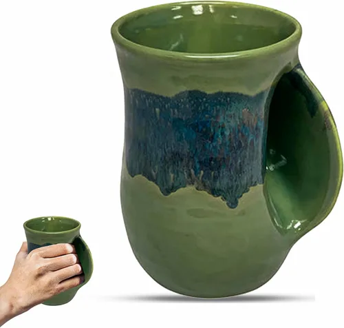 Vista 25 de Clay in Motion - Taza calentadora de manos para diestros, diseño Ocean Tide Marea del Océano