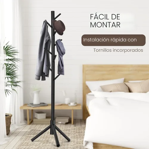 Vista 4 de WANGMUXIA Perchero, Perchero Independiente con 8 Ganchos y 3 Percheros de Árbol de Tamaño Ajustable para Dormitorio, Pasillo, Entrada, Oficina