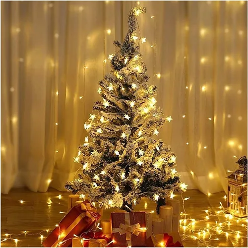 Vista 5 de Yummuely Cadena de luces de estrellas 10 pies 20 luces LED, luces de hadas con pilas, impermeables, luces de Navidad centelleantes