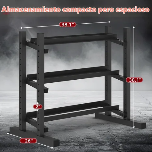 Vista 6 de 3-Tier Dumbbell Rack, Heavy Duty Commercial Grade Storage