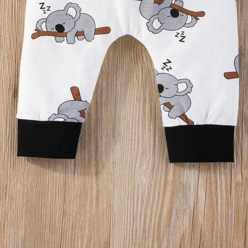 Vista 7 de Conjunto de ropa para bebé recién nacido, con estampado de koala, manga larga, pantalones largos, gorro, 3 piezas, para otoño e invierno