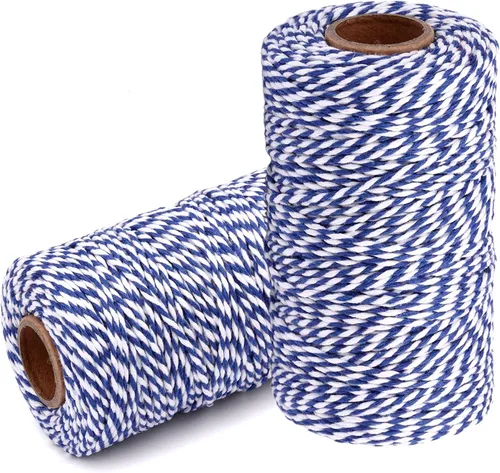 Vista 15 de Cuerda de Hilo de Algodón para Panaderos: 2 Rollos de Cordel para Manualidades Envolver Regalos - 656 Pies de Cordel Negro Blanco para Cocina