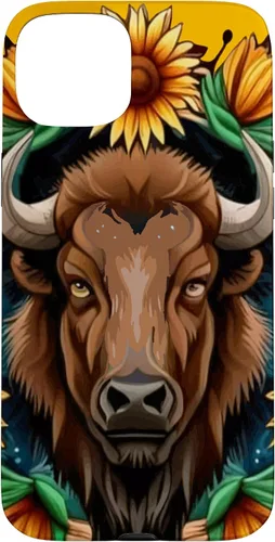 Vista 9 de American Bison with Sunflower Wreath Kansas State Tattoo Art Case for iPhone XR