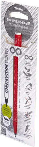 Vista 4 de Troika CONSTRUCTION ENDLESS – PEN20/RD – Lápiz multitarea con punta de escritura sin fin sostenible – HB, borrable, irrompible, sin afilar