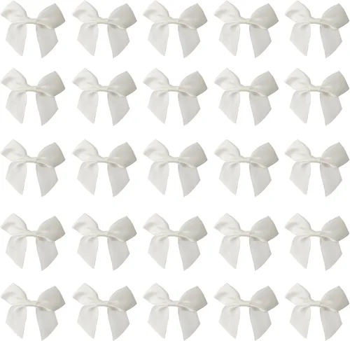 Vista 9 de CuteHook - Mini lazos de regalo de cinta de satén para manualidades, pequeño lazo adhesivo negro preatado para manualidades, costura, álbumes