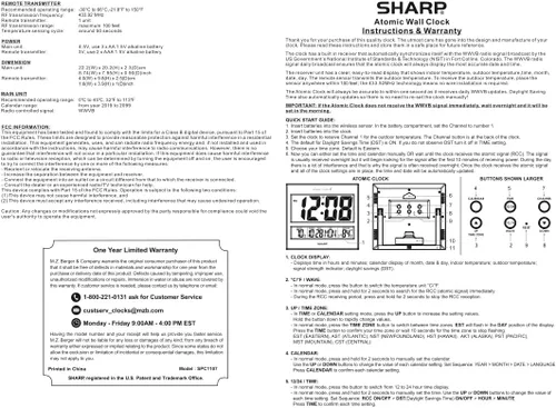 Vista 6 de Sharp Reloj de pared digital atómico, pantalla de 3", sensor de temperatura Negro