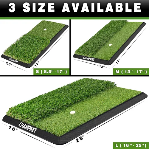 Vista 5 de CHAMPKEY Alfombrilla de Golf de Doble Césped Viene con 9 Tees de Golf y 1 Tee de Goma Alfombrilla de Práctica de Golf con Respaldo de Goma