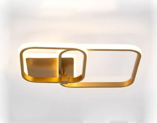 Vista 9 de Lámpara de techo cuadrada moderna regulable para sala de estar, dormitorio, cocina, lámpara de techo LED acrílica dorada con control remoto