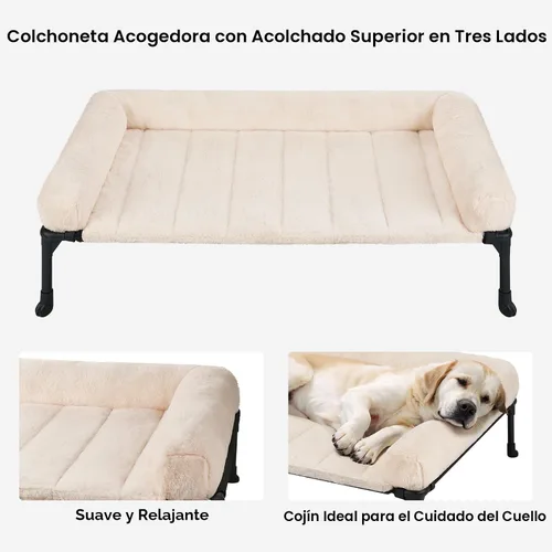 Vista 3 de Veehoo - Camas elevadas para perros de tamaño mediano con cojín de felpa esponjosa Orthopedic Raised Dog Beds for Indoor Outdoor, Soft Pet Sofa