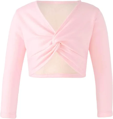 Vista 25 de JEATHA Suéter de manga larga para niñas y niñas con diseño de ballet, suéter corto para leotardo