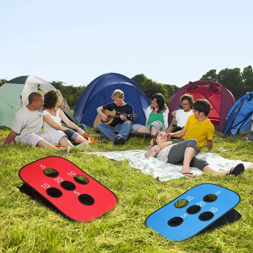 Vista 6 de G4Free Juego de Cornhole plegable portátil de 5 agujeros con 8 bolsas de frijoles, funda de transporte, tamaño de juego de lanzamiento de 3 pies x 2