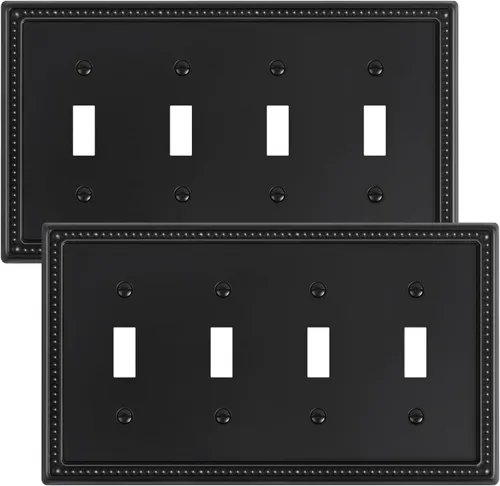 Vista 135 de Paquete de 2 cubiertas de placa de interruptor de luz de doble palanca, cubiertas decorativas de placa de doble interruptor Pearls, placa de pared
