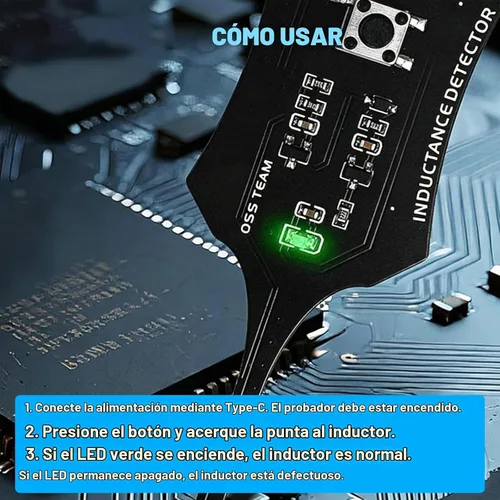 Vista 7 de 4 probadores de inductancia tipo C, herramienta de comprobación rápida de la bobina de la placa base con indicación de falla para teléfono y PC