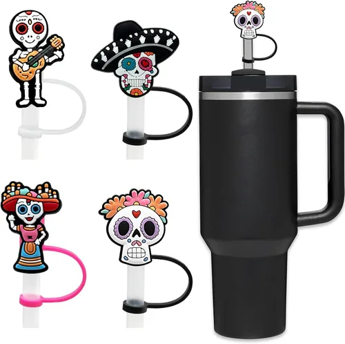 Vista 11 de 4 piezas de adornos para popote de Navidad, cubierta de popote Stanley de Amreich Christmas Stanley, vaso de 30 onzas y 40 onzas con asa, fundas