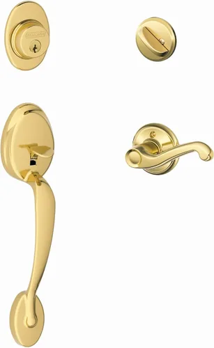Vista 30 de SCHLAGE - Manija de cilindro único Plymouth y picaporte Flair para mano izquierda, bronce envejecido (F60 PLY 716 FLA LH)