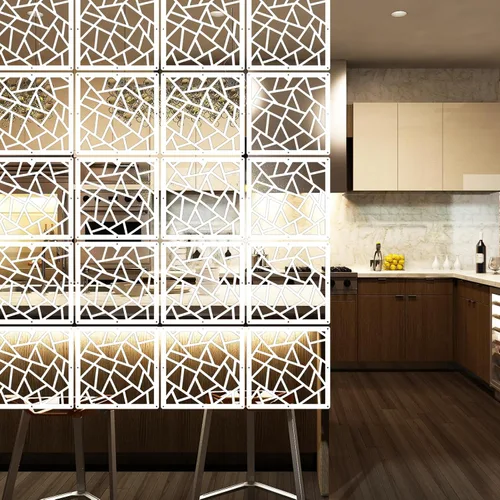 Vista 6 de Lchen Divisor de habitación colgante, 10 paneles colgantes de madera y plástico, panel de pantalla de 0.2 pulgadas de grosor para sala de estar
