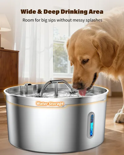 Vista 4 de Fuente de agua para perros grandes, fuente de agua de acero inoxidable de 7 l/236 onzas, dispensador de agua automático para gatos con bomba ultra