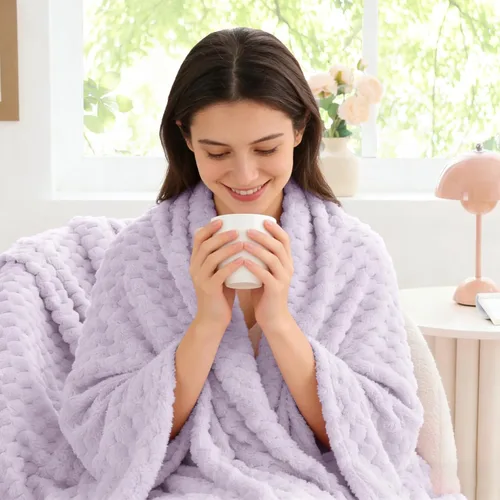 Vista 207 de BEDELITE Manta de forro polar para sofá y cama, manta decorativa de jacquard 3D de almendra, súper suave y acogedora, manta mullida cálida adecuada