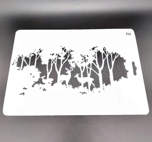 Vista 2 de Plantillas de capas huecas para árbol de Navidad y ciervos para pintar en madera, tela, paredes, decoración, aerógrafo y más. Plantilla de Mylar