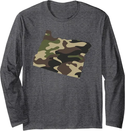 Vista 4 de Camiseta de manga larga con diseño de camuflaje militar de Oregon, Negro