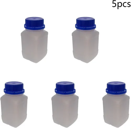 Vista 2 de 5 botellas de plástico de 8.45 onzas / 8.5 fl oz, botellas de reactivo químico de laboratorio de 3.4 fl oz de boca ancha, botellas cuadradas