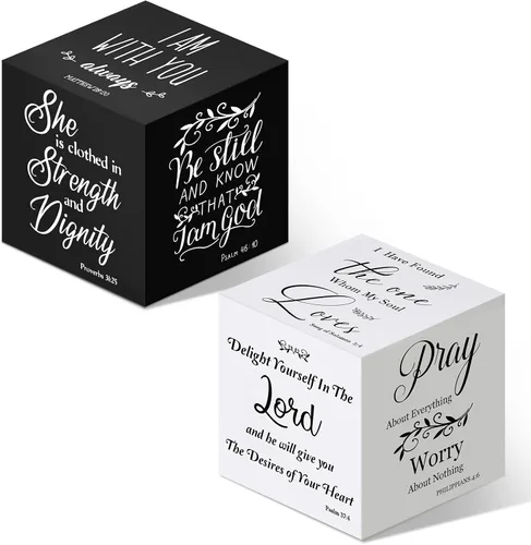 Vista 8 de 2 piezas de mini letreros de madera con versículos bíblicos, decoración cristiana "Be Still and Know", letrero religioso de escritura en madera