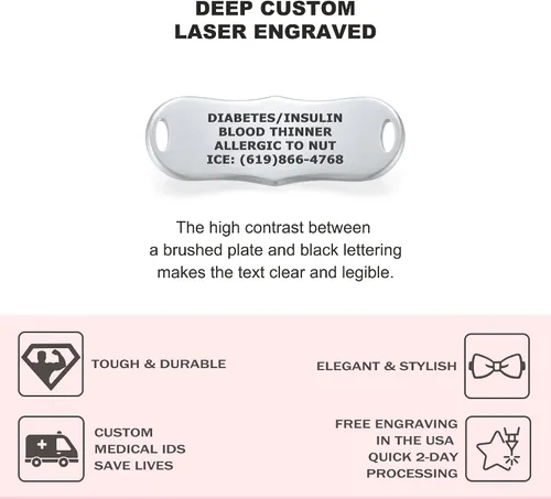 Vista 2 de Divoti Signature Custom Engraved Medical Alert ID Bracelet for Woman