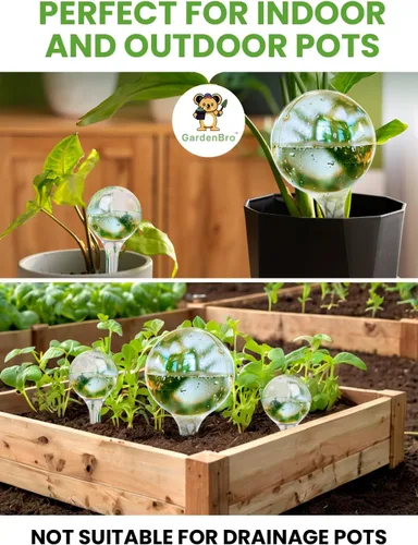 Vista 6 de Juego de 4 globos de riego de plantas de plástico, juego automático de agua para plantas en interiores y exteriores, sistema de inserción de maceta
