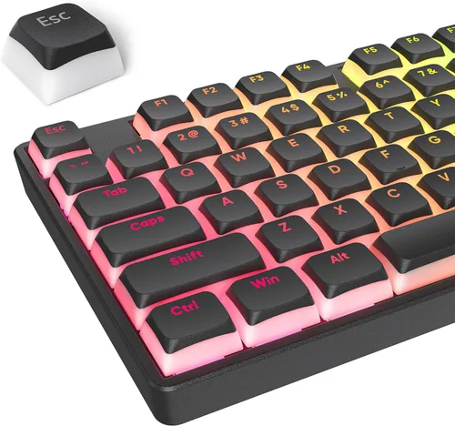 Vista 29 de Owpkeenthy Teclas de carbono retro perfil SA de 150 teclas personalizadas de ABS Doubleshot Juego de teclas con barra espaciadora dividida