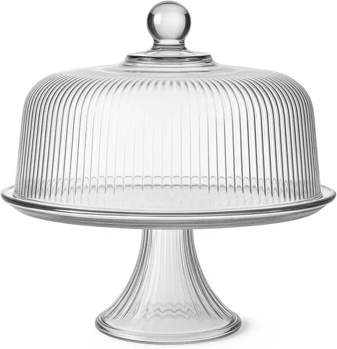Vista 4 de Anchor Hocking Cuenco de vidrio con tapa, ensaladera de vidrio de 104 onzas con tapa de madera de acacia
