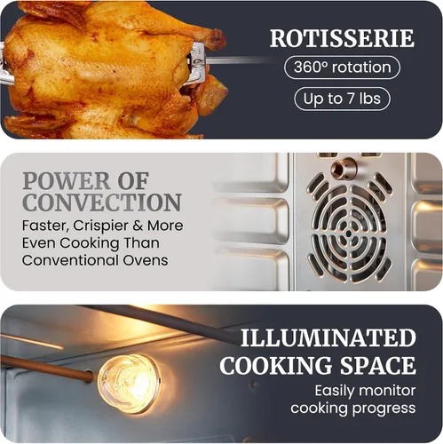 Vista 3 de Elite Gourmet ETO4510B# Puerta francesa de 47.5 cuartos, horno de convección de 18 rebanadas con 4 perillas de control, función de hornear, asar