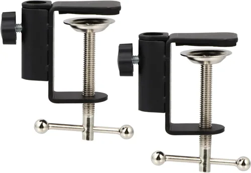 Vista 2 de Happyyami Accesorios de mesa 2 unids C forma escritorio montaje abrazadera micrófono suspensión brazo tijera brazo soporte soporte con tornillo