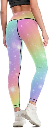 Vista 5 de Glitters Rainbow Sky Fashion Yoga Pants High Waisted Sports Leggings for Women