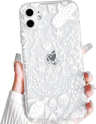 Vista 91 de NITITOP Funda para iPhone 13 Clear Sea Animal - Pez negro Pescado Negro