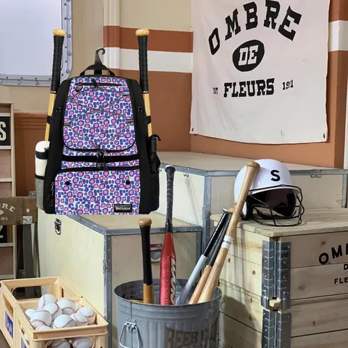 Vista 61 de Bolsa de béisbol juvenil con compartimento ventilado para zapatos, bolsa de bate de sóftbol para guantes de bateo, casco, equipo de teeball