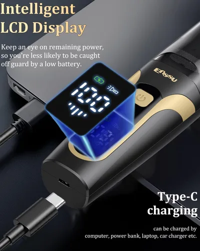 Vista 4 de Recortadora de barba al vacío para hombres USB-C recargable, recortadora de Negro
