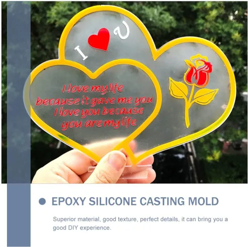 Vista 7 de Molde de silicona con signo de corazón para fundición de resina, manualidades, San Valentín, molde epoxi antiadherente flexible