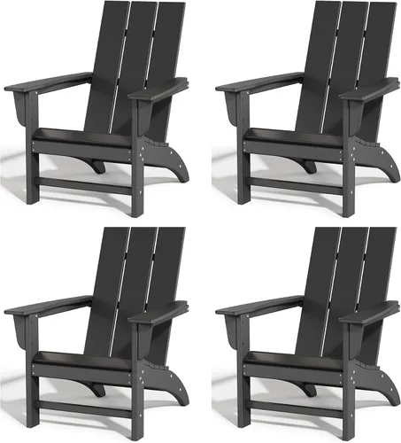 Vista 21 de Silla Adirondack de Madera Sintética Adiromoti, Sillas de Patio Resistente a Todo Clima, Aspecto de Madera, Silla Pre-Ensamblada para Fuego al Aire