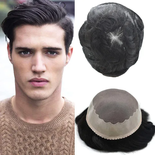 Vista 10 de Toupee - Sistema de reemplazo de cabello humano Remy europeo para hombre, tupé duradero fino mono con revestimiento de poliéster