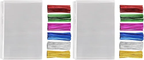 Vista 7 de MoloTAR 200 bolsas de celofán planas transparentes de 6 x 4 pulgadas (1,4 mil), ideales para panadería, galletas, caramelos y postres, con cinco