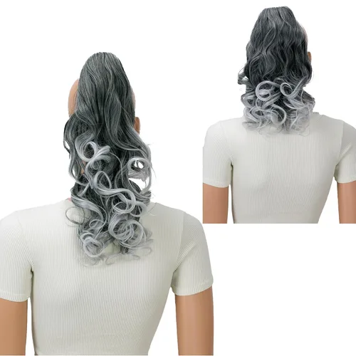 Vista 25 de PRETTYSHOP 16 o 20 pulgadas clip para el pelo en extensión cola de caballo 2 en 1 rizada resistente al calor