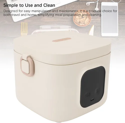 Vista 2 de Fiambrera eléctrica, calentador de alimentos portátil recargable de 27.1 fl oz, calentador de alimentos para oficina, camping, viajes